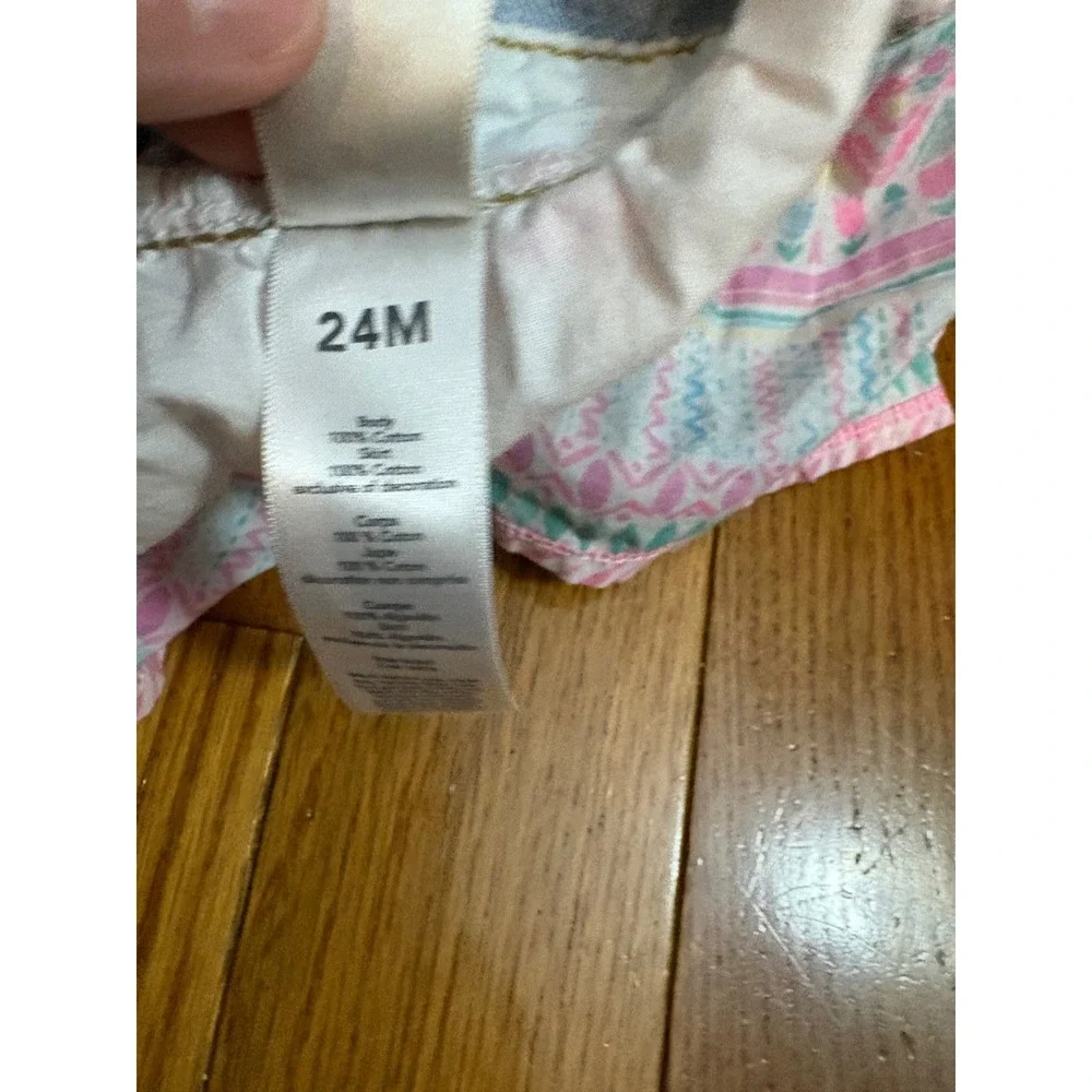 OshKosh Bgosh Toddler Girls 24M Denim Tiered Ruffle Overall Jumper Dress Pink